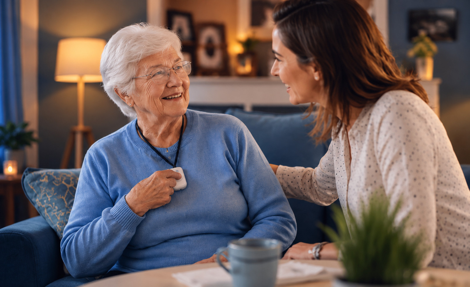 Service de téléassistance accompagnant une personne à distance